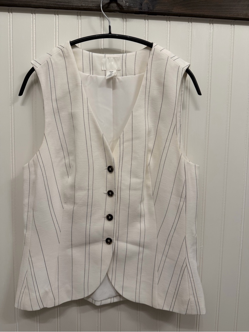 H&M White Pinstripe Sleeveless Vest
